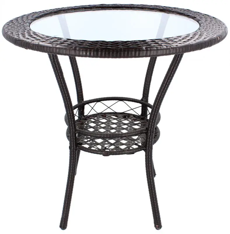 Стол садовый Gardenline F160 круглый стеклянный 60 см Черный (AN-GDN160B)