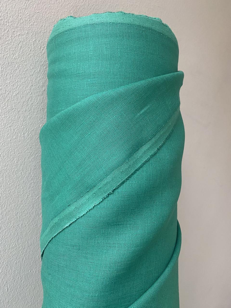 Ткань рубашечно-платьевая LINEN PLUS 100% лен 143 см 1788 Зеленый - фото 2 Ткань рубашечно-платьевая LINEN PLUS 100% лен 143 см 1788 Зеленый - фото 2