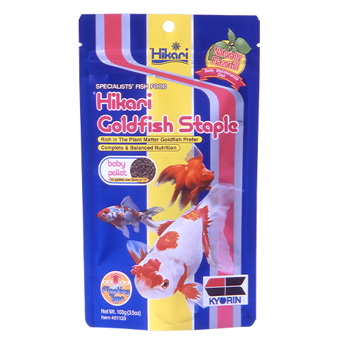 Корм основной Hikari Goldfish Staple для золотых рыбок длиной 3+ см/гранулы 1,7-2,0 мм /100 г плавающий (01120)