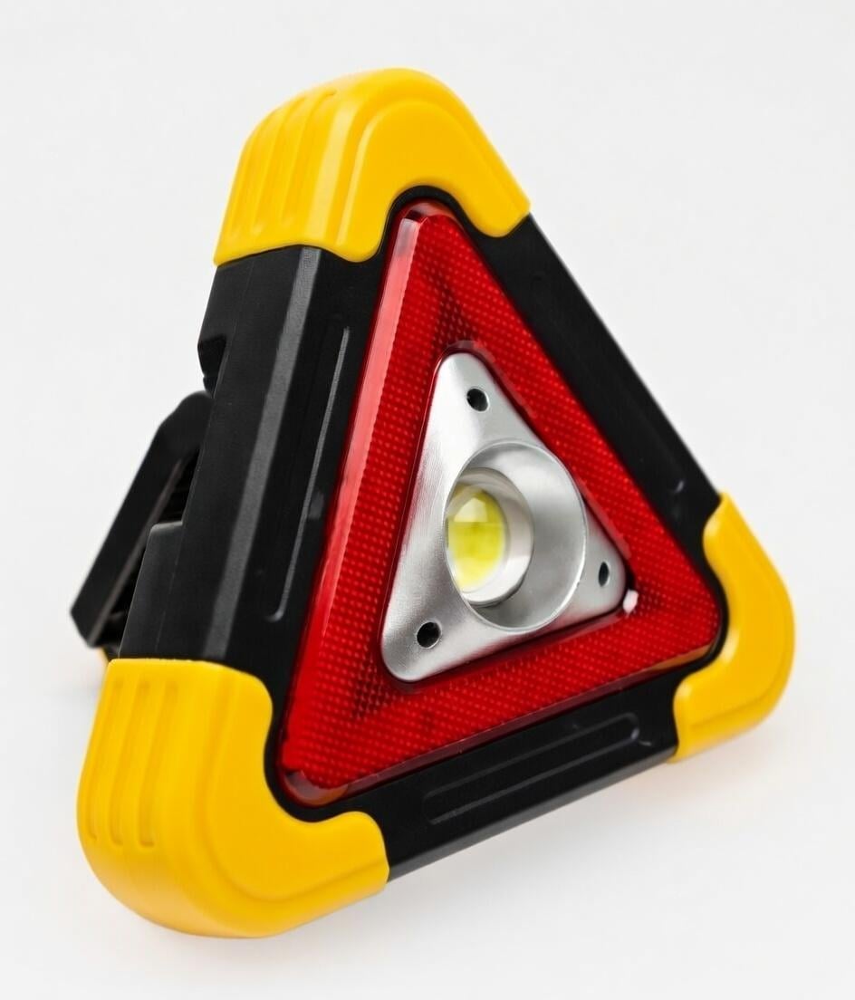 Прожектор LED аварийный 20W с солнечной панелью и функцией Power Bank дорожный знак треугольник 5 режимов 500Lm IP44 (N-027)