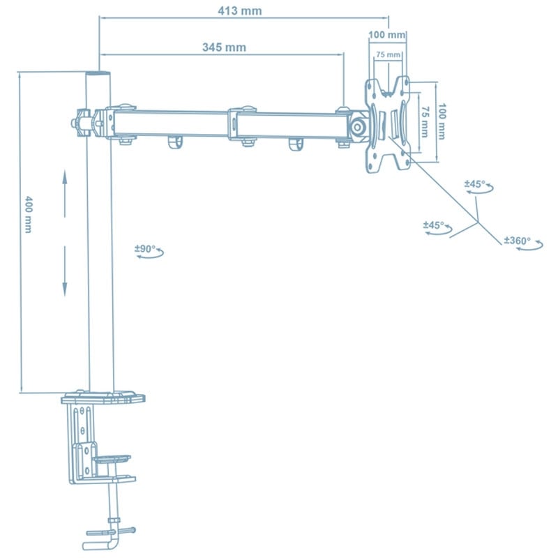 Кріплення для монітора Walfix DM-300B настільне 14-29" (tf1307) - фото 7 Кріплення для монітора Walfix DM-300B настільне 14-29" (tf1307) - фото 7