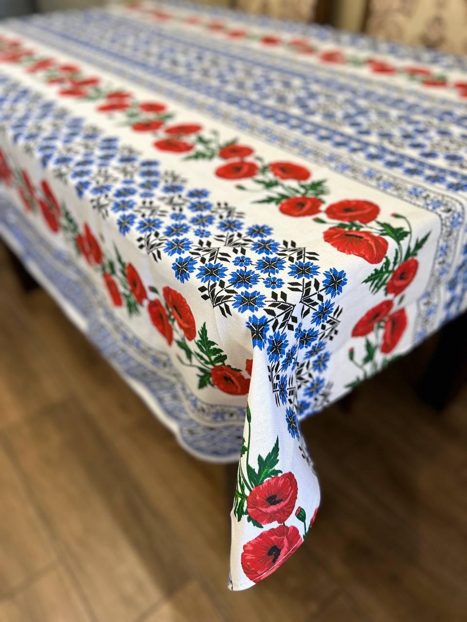Скатертина гіпоалергенна Український орнамент 150x110 см Білий (П4КЕ05017-5)