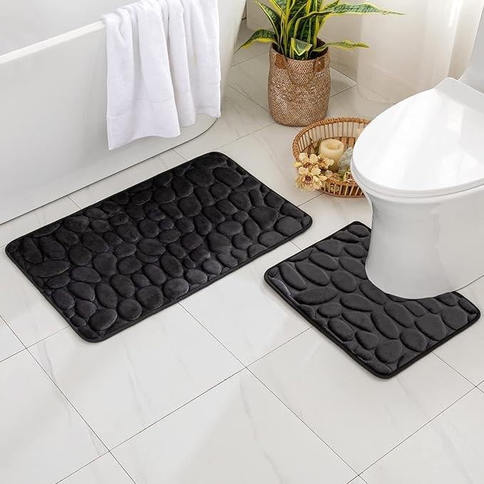 Набор ковриков в ванную и туалет Stone Premium Memory Foam 2в1 80х50/60х50 см Чёрный (NKS0004) - фото 1 Набор ковриков в ванную и туалет Stone Premium Memory Foam 2в1 80х50/60х50 см Чёрный (NKS0004) - фото 1