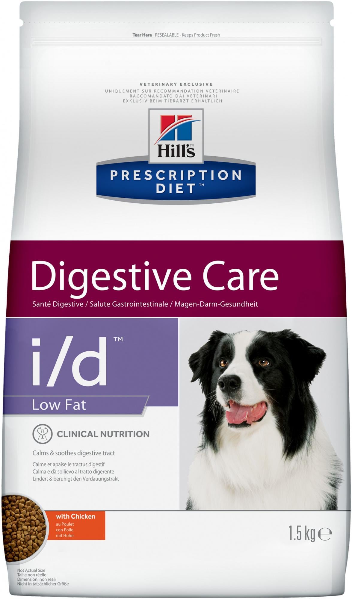 Лечебная диета для собак Hill's Prescription Diet I/D Low Fat Digestive Care при расстройствах пищеварения/заболеваниях ЖКТ/панкреатите 1,5 кг (28368)