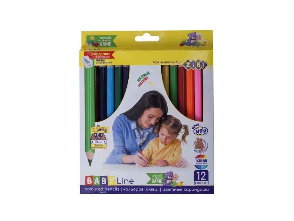 Карандаши цветные ZiBi JUMBO с точилкой 12 цветов BABY Line ZB.2452 (410093) Карандаши цветные ZiBi JUMBO с точилкой 12 цветов BABY Line ZB.2452 (410093)