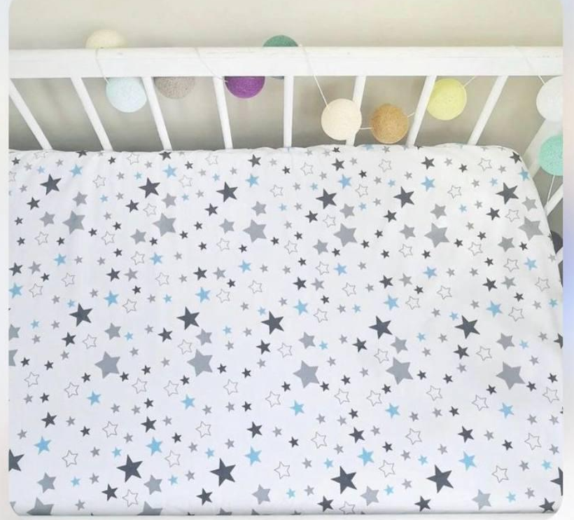 Простынь на резинке в детскую кроватку бязь хлопок 120x60 см (121) - фото 1