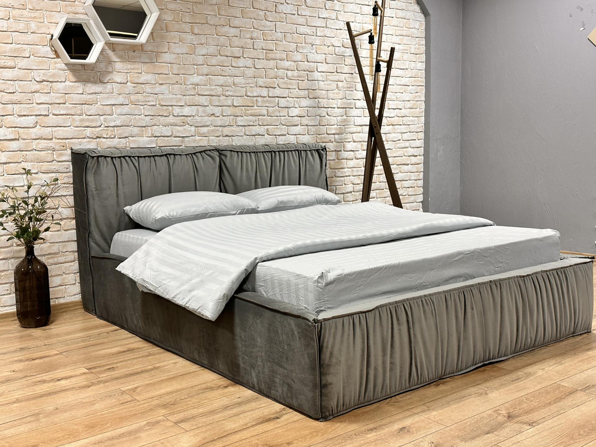 Ліжко Capitone Style Selina з нішею для речей 180x200 см Сірий (26216391)