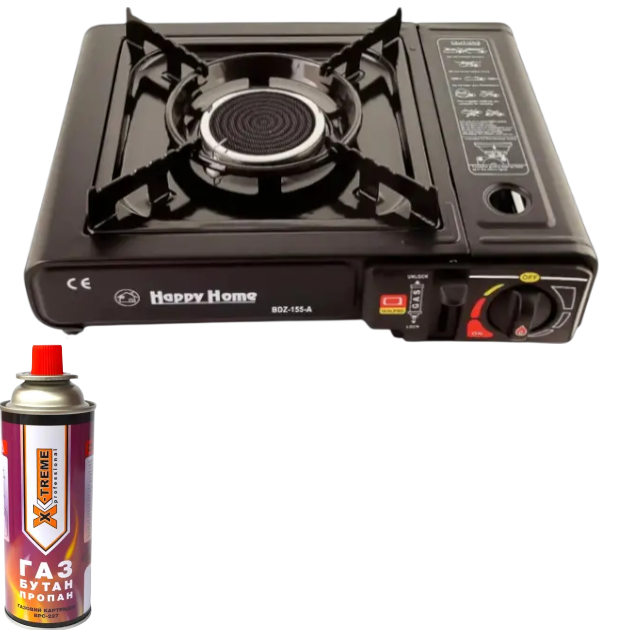 Газовая плита туристическая Happy Home в кейсе/газовый баллон 1 шт. 227 г Газовая плита туристическая Happy Home в кейсе/газовый баллон 1 шт. 227 г