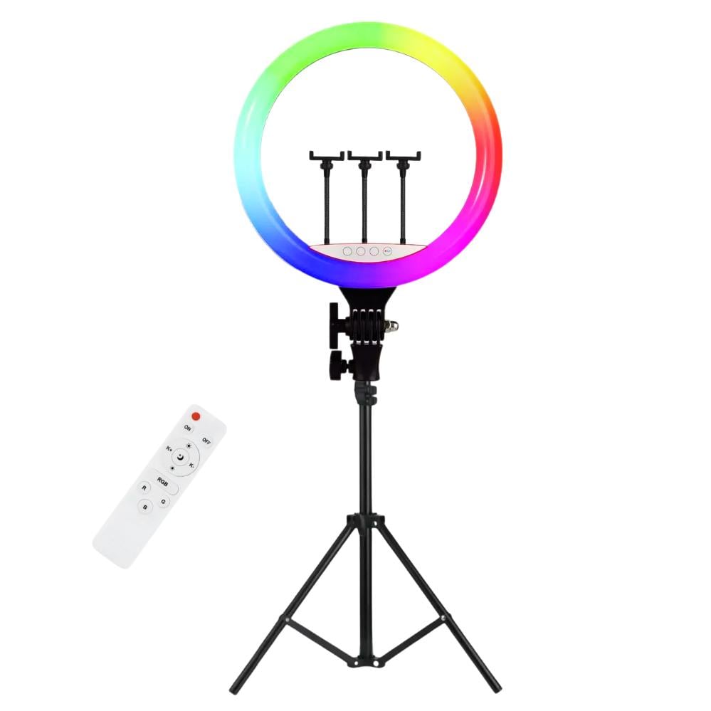 Кільцева світлодіодна RGB лампа MJ56 з пультом та штативом 2 м (120.1856)