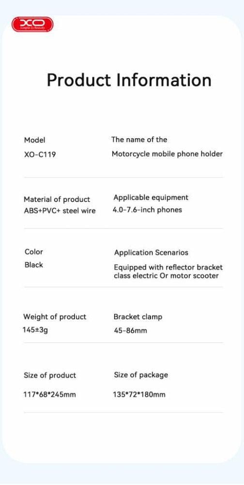 Автотримач для смартфона Xo C119 універсальний (36539) - фото 4