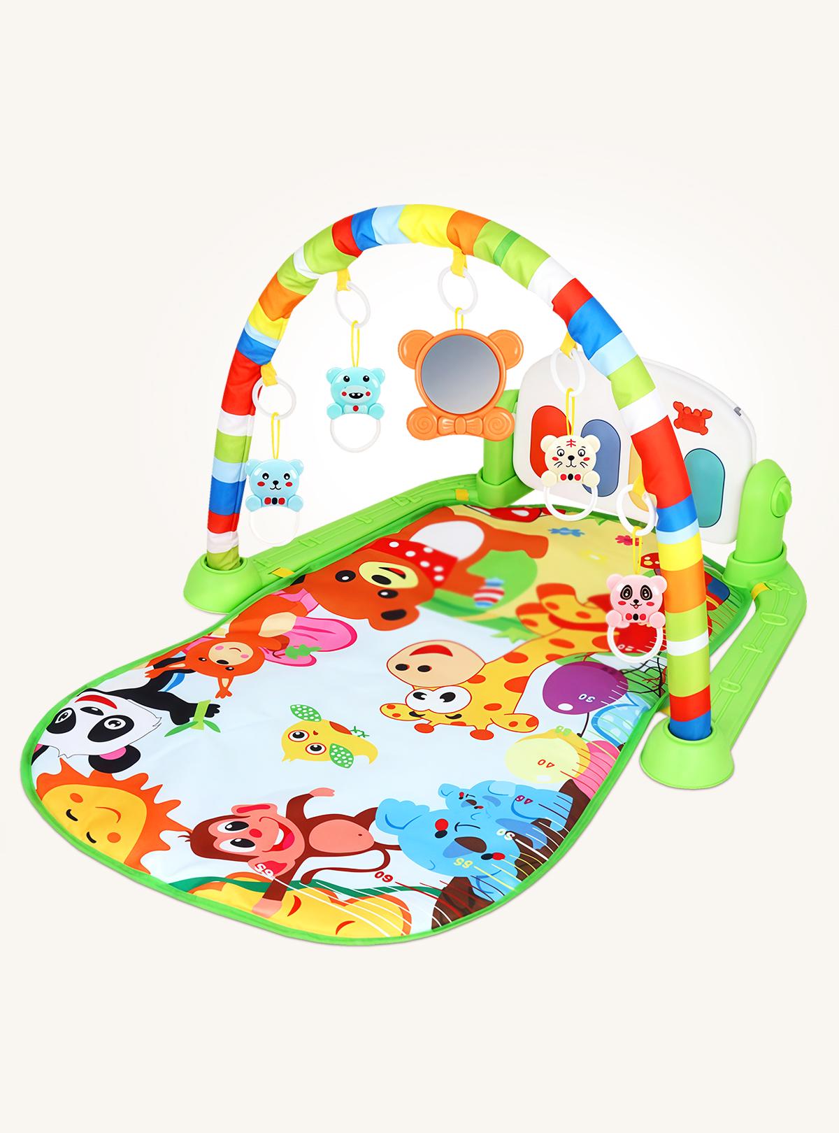 Развивающий коврик DobraMama музыкальный с пианино и ростомером интерактивный Зеленый (73712)