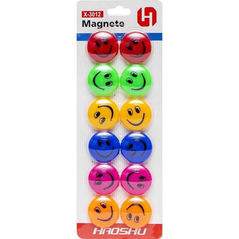 Набор магнитов для доски Смайлики X-3012 12 шт. 3 см (6972319700268)