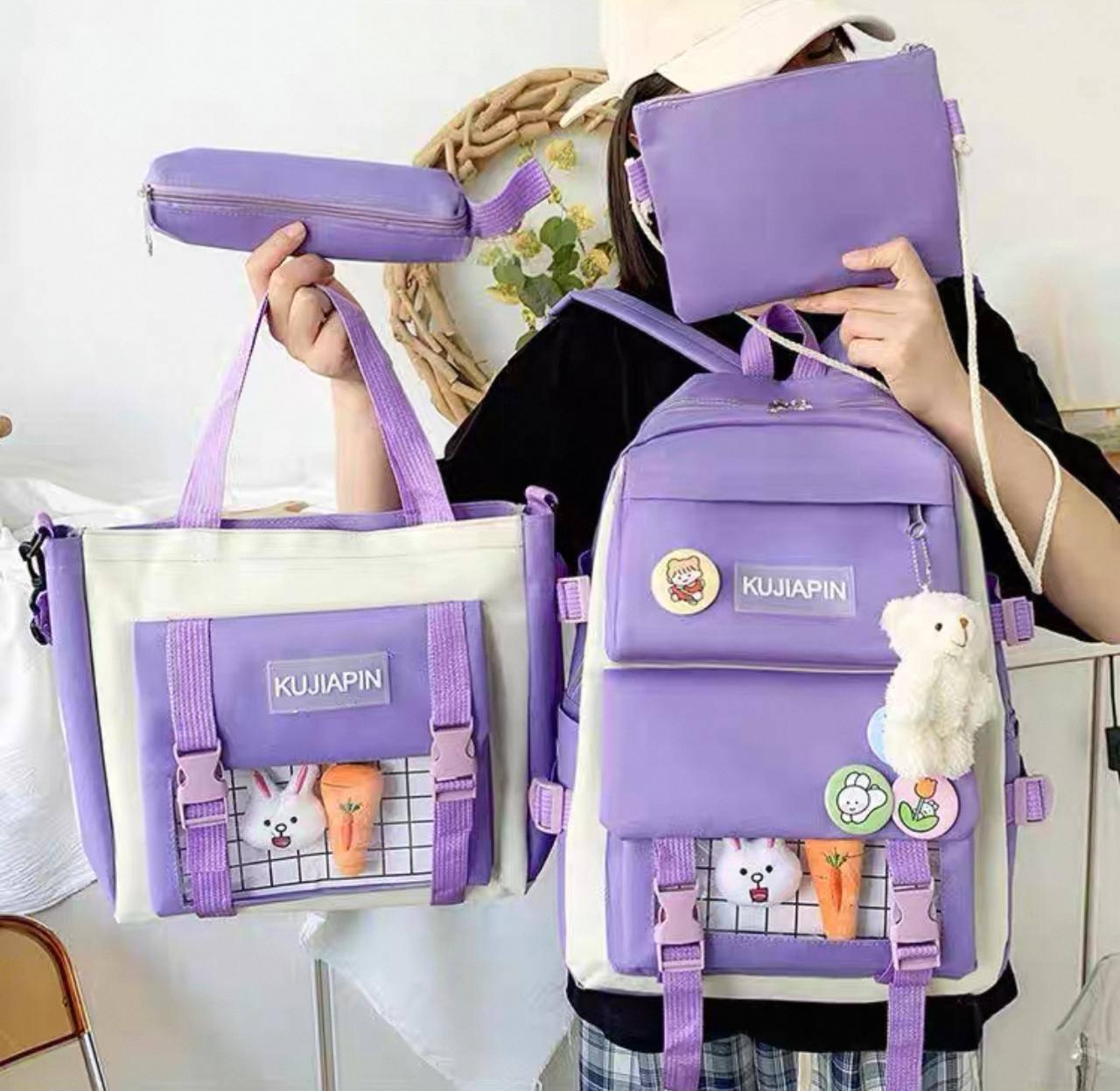 Комлект шкільний рюкзак/сумка/клатч/брелок/кишеня з іграшками Бузковий (27795695) - фото 3 Комлект шкільний рюкзак/сумка/клатч/брелок/кишеня з іграшками Бузковий (27795695) - фото 3