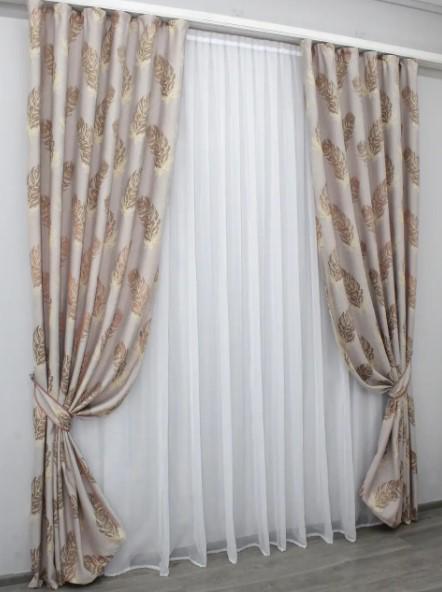 Комплект штор лен 2,7x1,5 м 2 шт.Какао (1018ш)