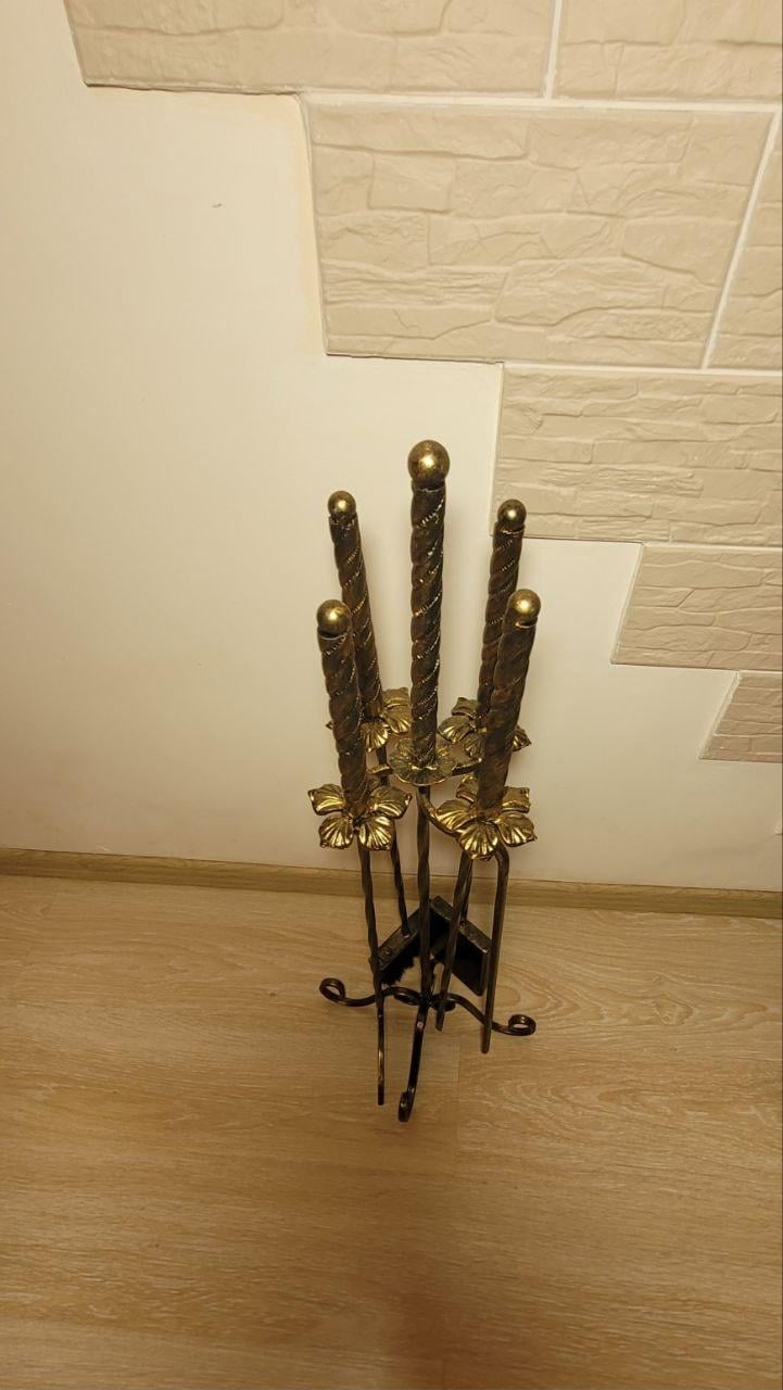 Набір камінний кований 4 елементи Золотий (29614552) - фото 4 Набір камінний кований 4 елементи Золотий (29614552) - фото 4