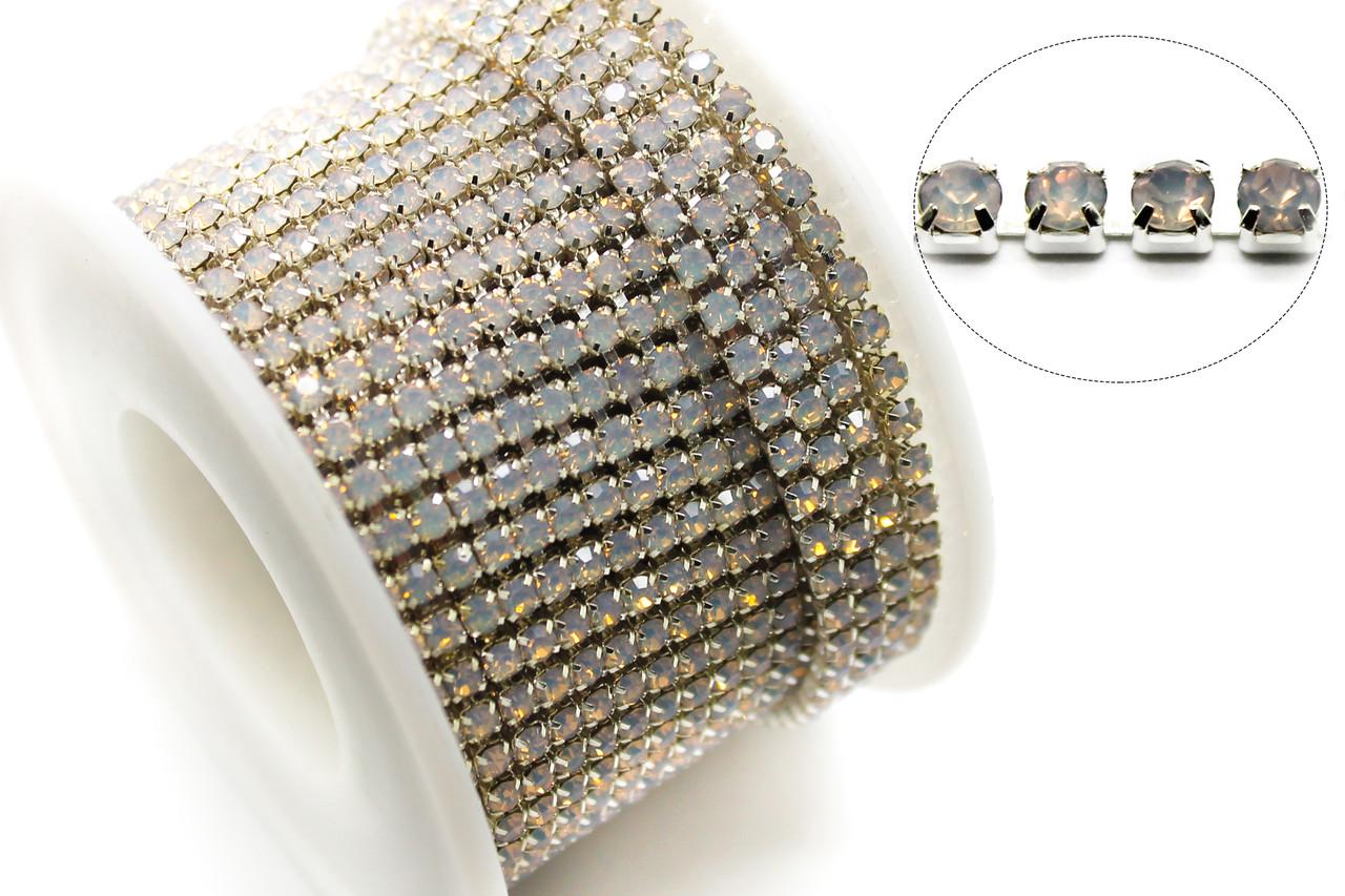 Цепь стразовая SS8 2,5 мм 1 м White opal silver (ЦС0802с31) - фото 2