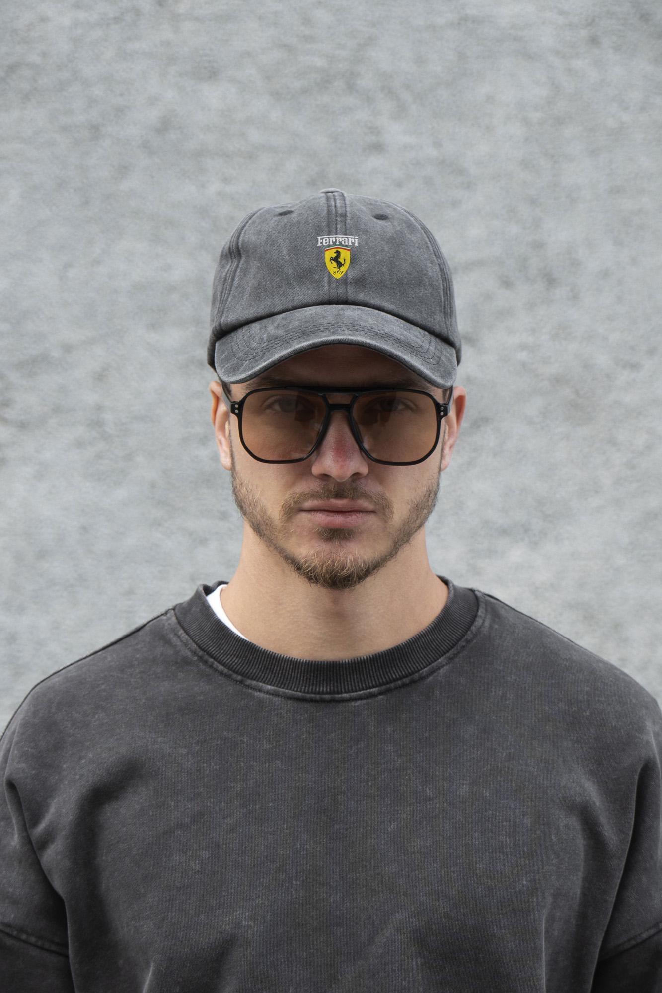 Бейсболка мужская Vintage Without с принтом Ferrari Black (8049845)