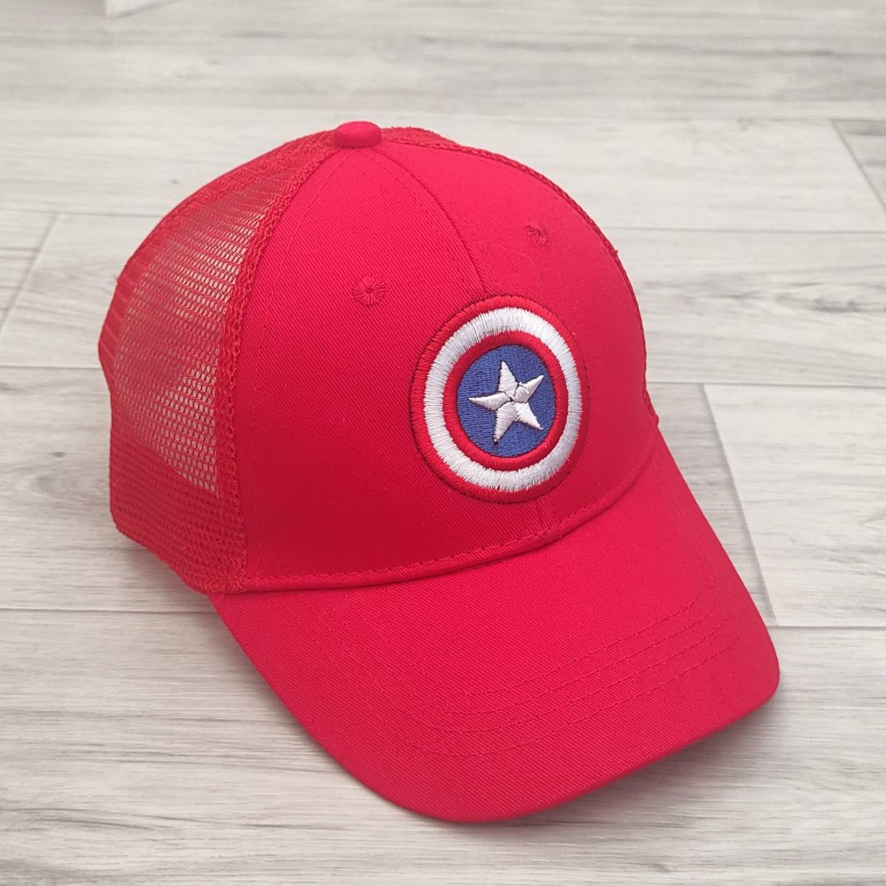 Кепка детская Капитан Америка с сеточкой р. 50-54 Красный (2227)