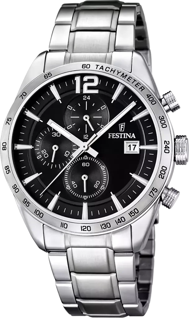 Наручные часы мужские Festina F16759/4 Timeless Chronograph со стальным корпусом WR 50 м и черным циферблатом Наручные часы мужские Festina F16759/4 Timeless Chronograph со стальным корпусом WR 50 м и черным циферблатом