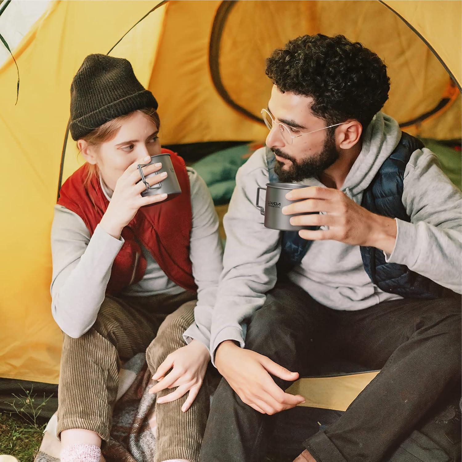 Кухоль зі складною ручкою Lixada Titanium 550 мл Grey (Y6017-3) - фото 7