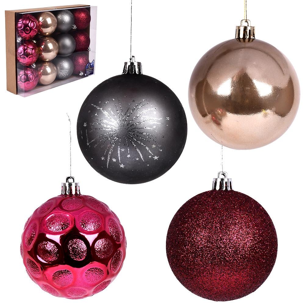 Елочные шарики 8 см 12 шт. (9788) - фото 1 Елочные шарики 8 см 12 шт. (9788) - фото 1