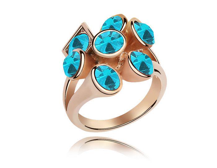 Кольцо с кристаллами Сваровски 11112260 Showfay р. 18 Бирюзовый