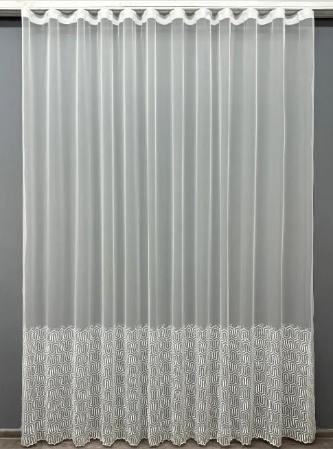 Тюль фатин с вышитым узором Молочный (1505т) Тюль фатин с вышитым узором Молочный (1505т)