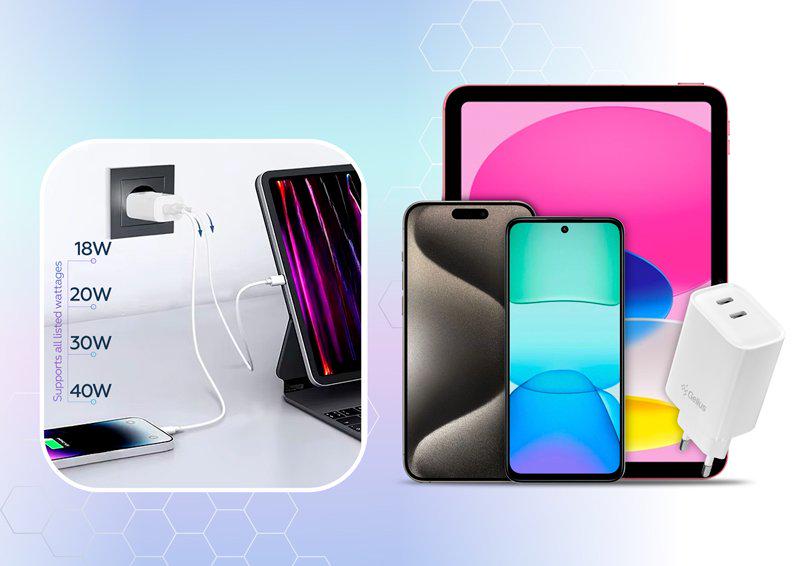 Зарядний пристрій мережевий Gelius Dos GP-HC062 40W 2Type-C White (99740) - фото 4 Зарядний пристрій мережевий Gelius Dos GP-HC062 40W 2Type-C White (99740) - фото 4