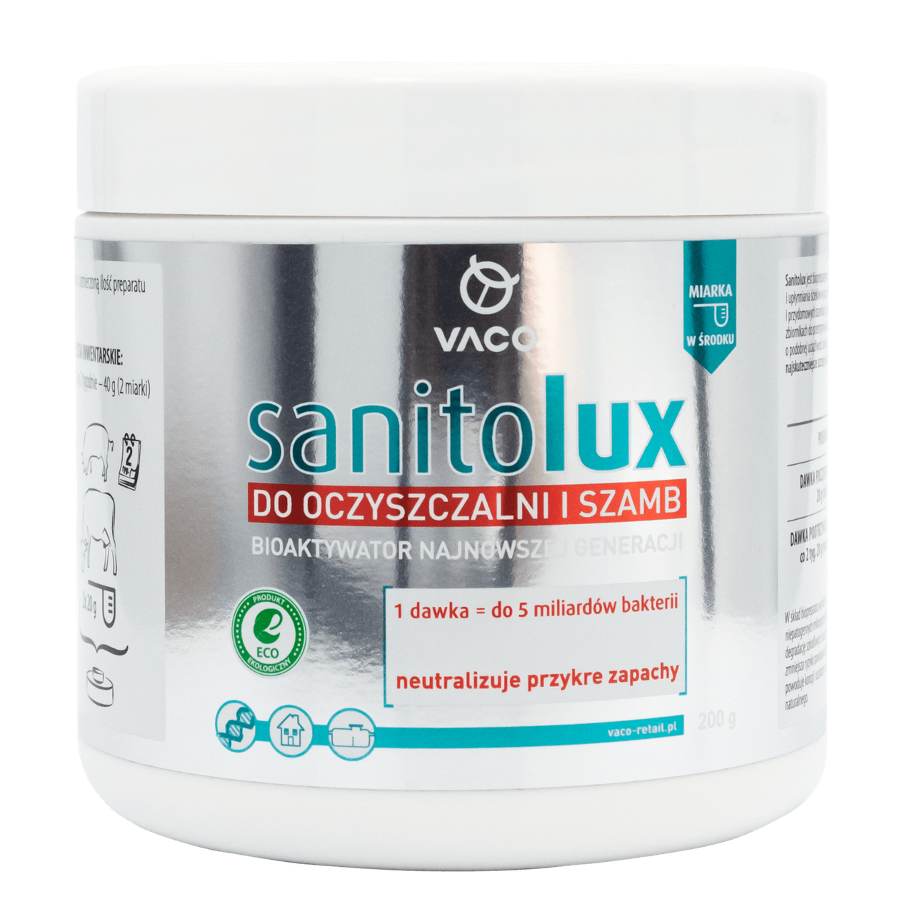 Біоактиватор VACO SanitoLUX для септиків та очисних споруд 200 г (DV71)