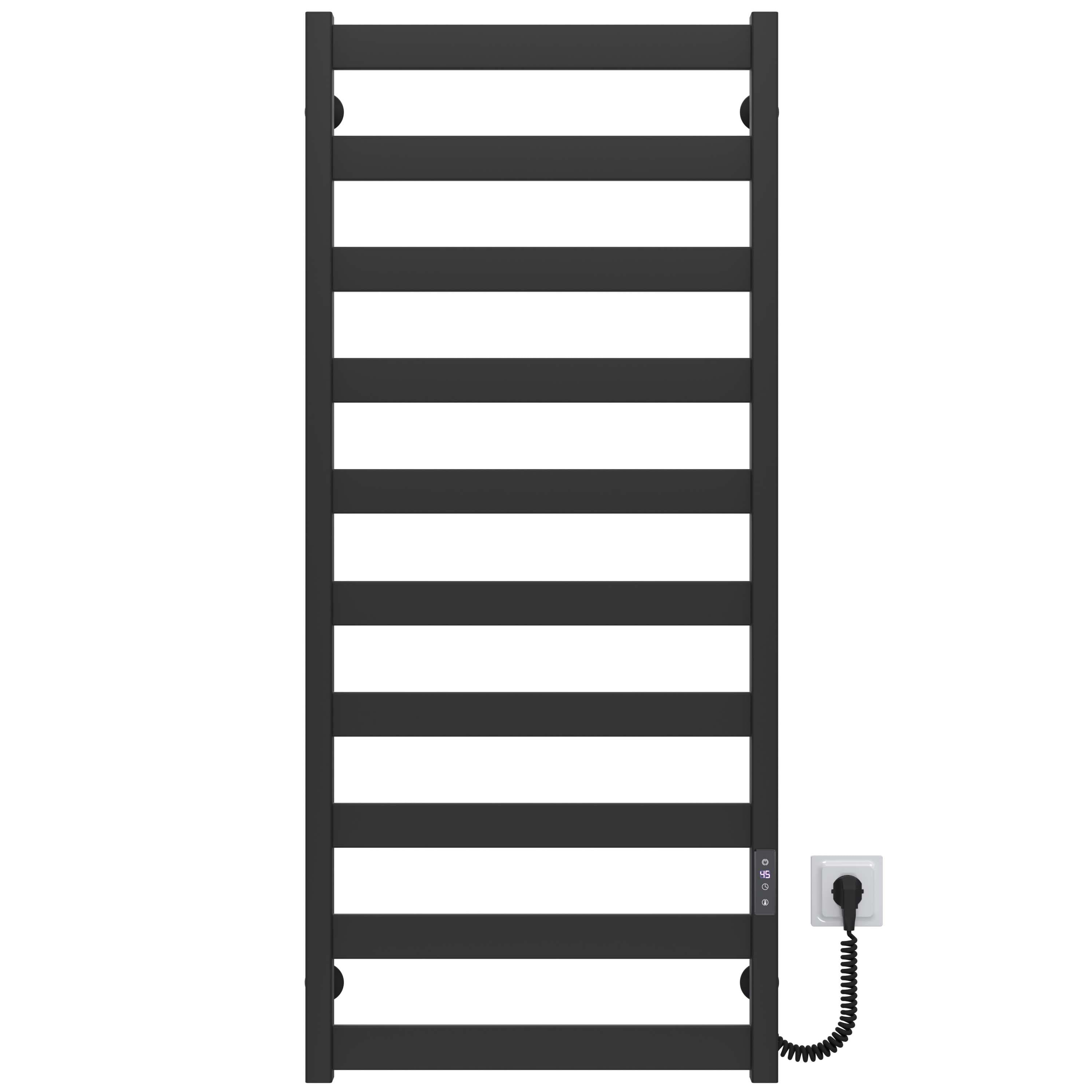 Полотенцесушитель электрический Deffi Harmony П10 JD04 правое подключение крашеная сталь 400х1200 см Черный (B.HR.120.40.10.EBR2)