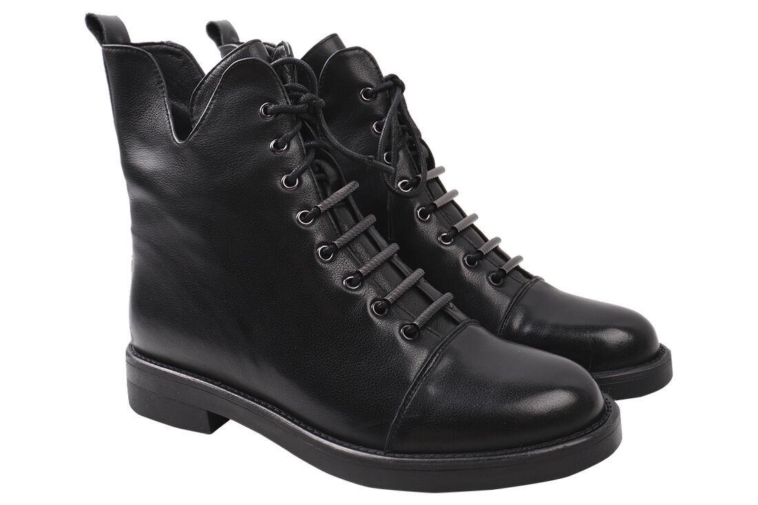 Ботинки женские Farinni на низком каблуке из кожи р. 39 Черный (96-20/21DHC)