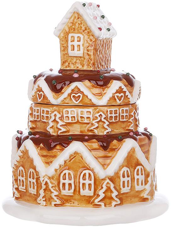 Банка керамічна для печива та солодощів Пряничний Дім 700 мл Коричневий