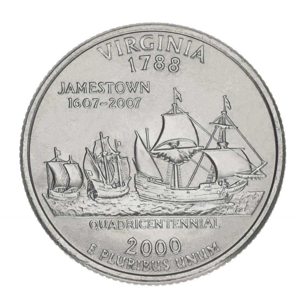 Коллекционная монета США 25 центов 2000 P Штаты и территории - Вирджиния UNC (KM#309)