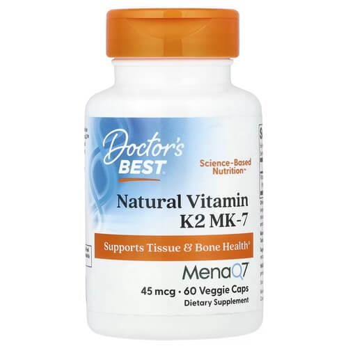Витамин К Doctor's Best Vitamin K2 MK-7 45 mcg 60 растительных капс. (DRB-00198)