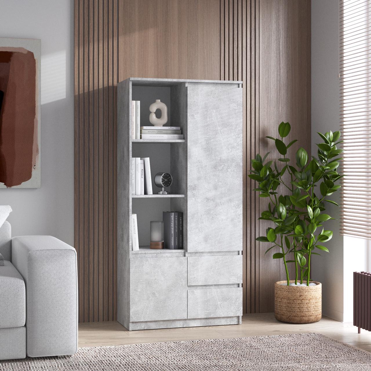 Шафа-пенал Вайс R-26 802х400х1691 мм Бетон (30773224) - фото 1 Шафа-пенал Вайс R-26 802х400х1691 мм Бетон (30773224) - фото 1