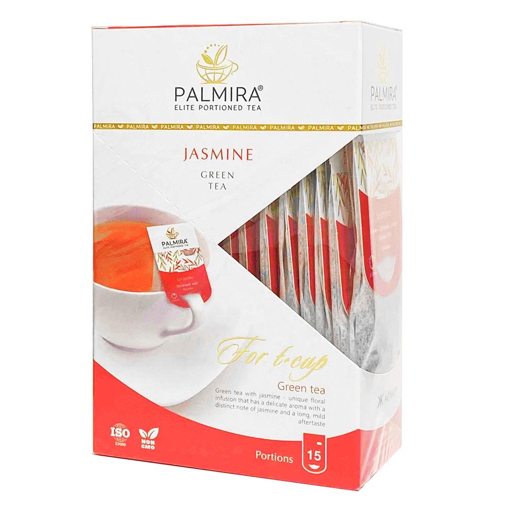 Чай зеленый Palmira Жасмин T-cup BOX с жасмином пакетированный 15 саше по 2,4 г