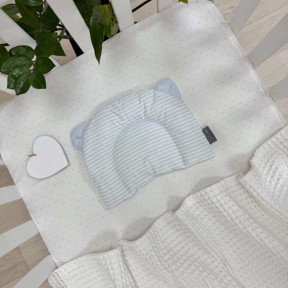 Подушка-позиционер детская Полоска с ушками 28х21 см Голубой (1798) Подушка-позиционер детская Полоска с ушками 28х21 см Голубой (1798)