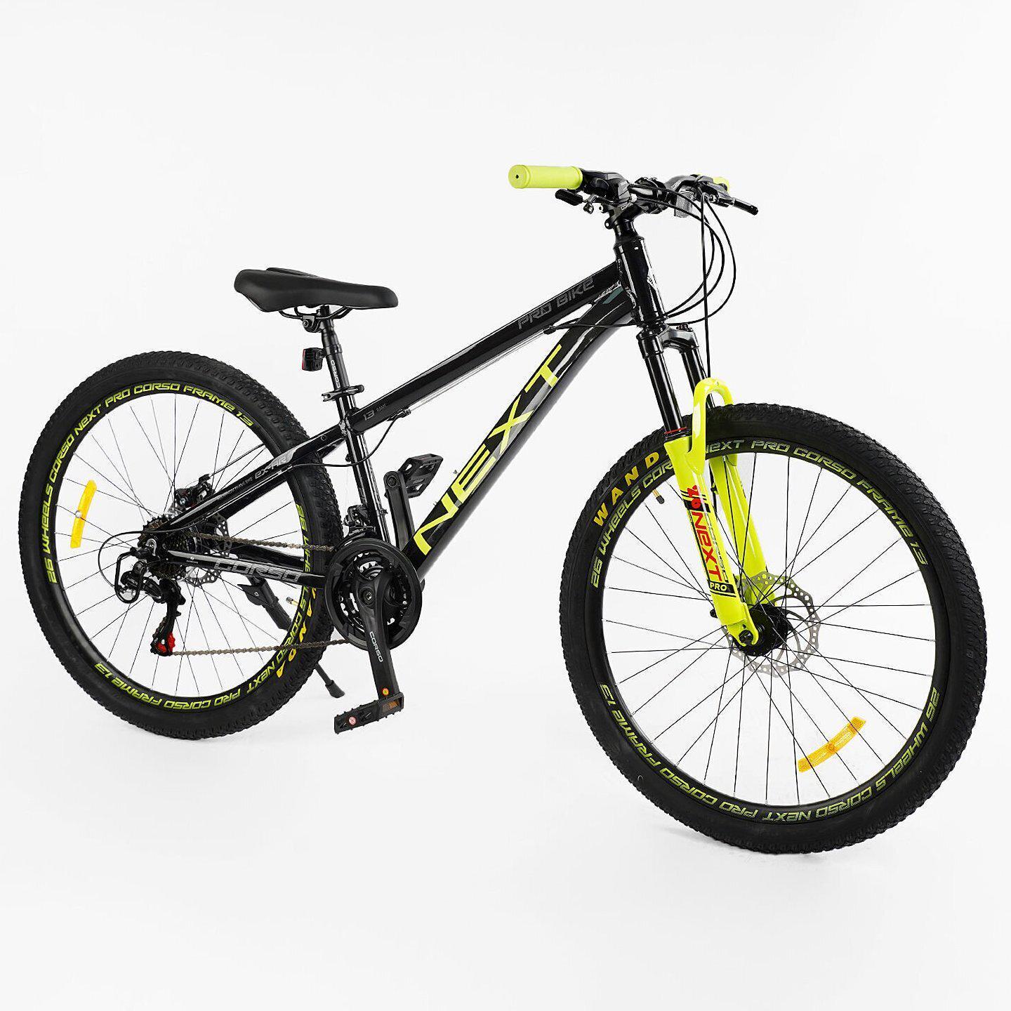 Велосипед горный Corso Next алюминиевый 26"/13" Черно-желтый (795701165) - фото 2