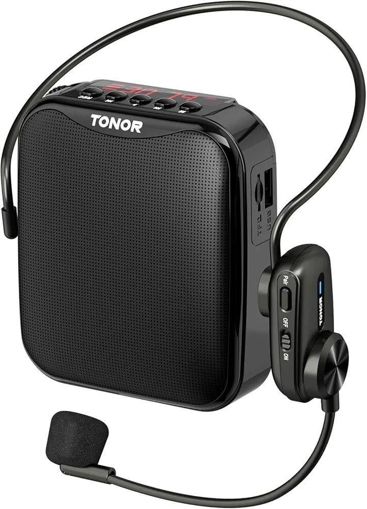 Підсилювач голосу TONOR портативний із бездротовою мікрофонною гарнітурою (31608422)
