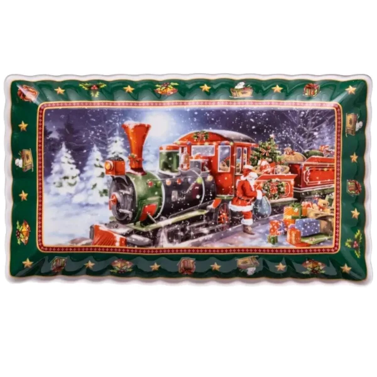 Блюдо сервировочное Santa из фарфора 30,5х17,5 см Зеленый (HP-SDHK-22)