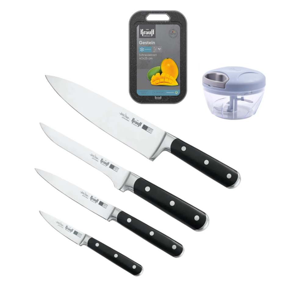 Набор ножей Krauff Prime Chef с овощерезкой-измельчителем и кухонной доской 4 шт. (55-333-632)