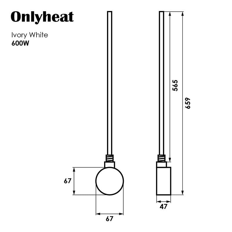 ТЕН для рушникосушарки OnlyHeat WI-FI + трійник 600W Ivory White - фото 2