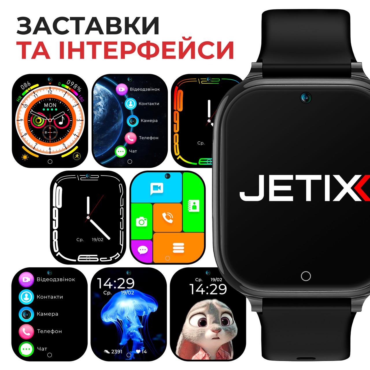 Смарт-часы детские JETIX G100 4G со сменным корпусом в комплекте Черный/Синий/Желто-синий (G100-B) - фото 5