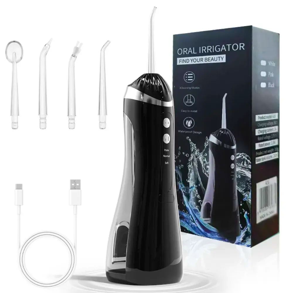 Ирригатор 4 насадки 150 мл Черный (30587194)