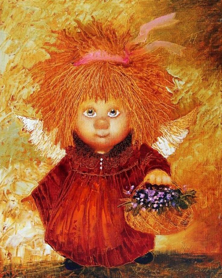 Алмазная мозаика Ангел с корзинкой цв 40x50 см (DM.187)