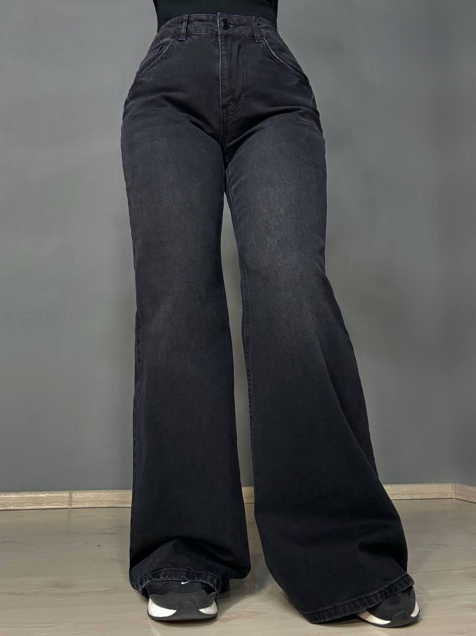 Джинсы женские Its Basic 3992-2 flare супер клеш широкие р. 36 Черный (5353) - фото 4