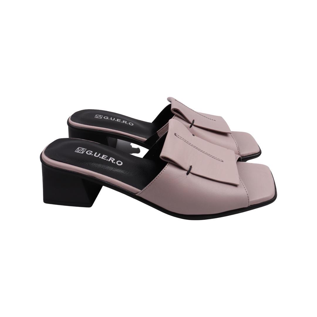 Шлепанцы женские Guero из кожи р. 36 Пудра (461-22LSHC)