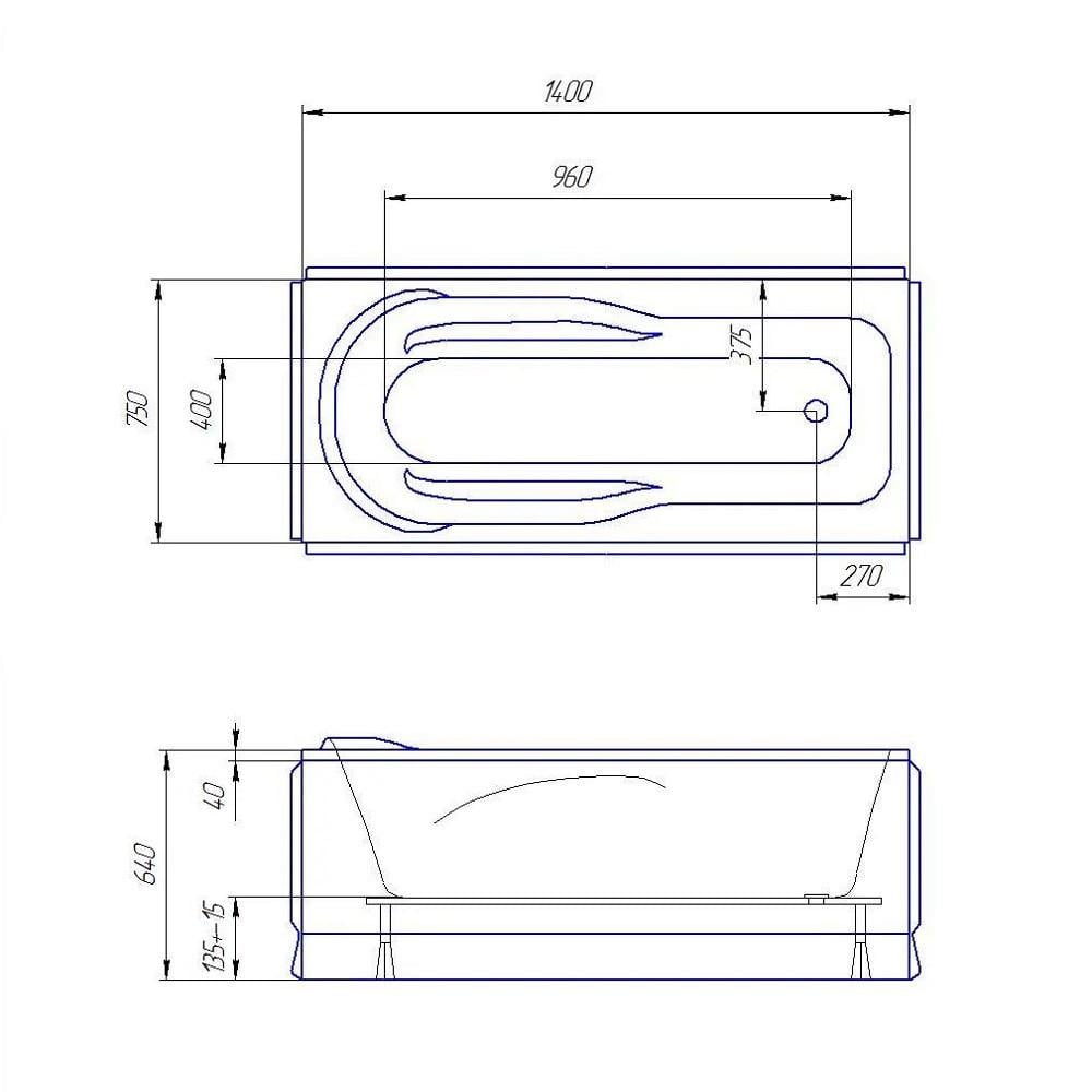 Ванна акрилова Redokss San CATANZARO 1400х750 мм - фото 2