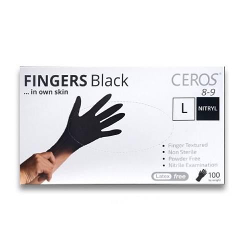 Рукавички нітрилові Ceros Fingers L 100 шт. Black (4400146)