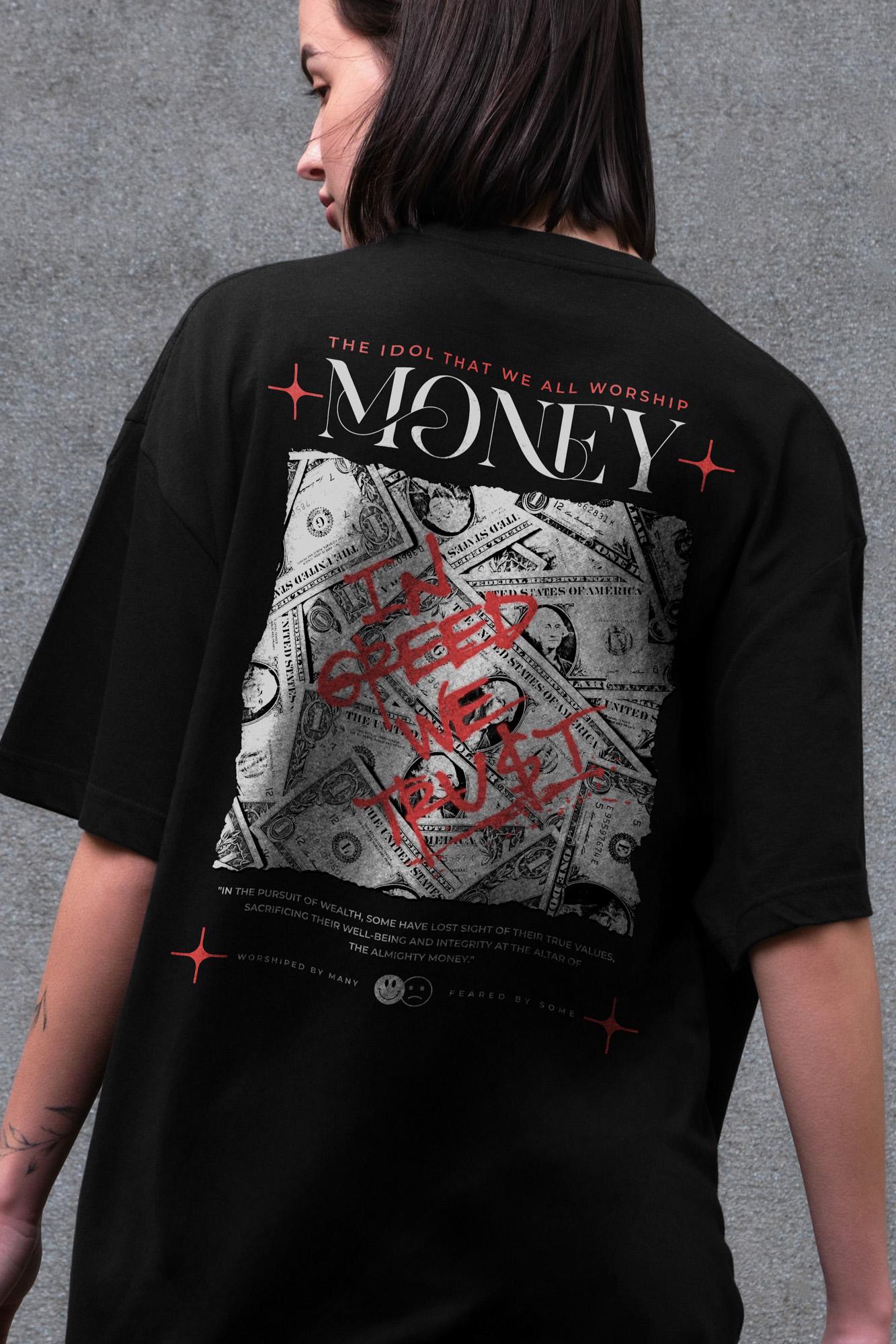 Футболка женская Without с принтом Money Grafity оверсайз L/XL Black (L8049495) - фото 2 Футболка женская Without с принтом Money Grafity оверсайз L/XL Black (L8049495) - фото 2